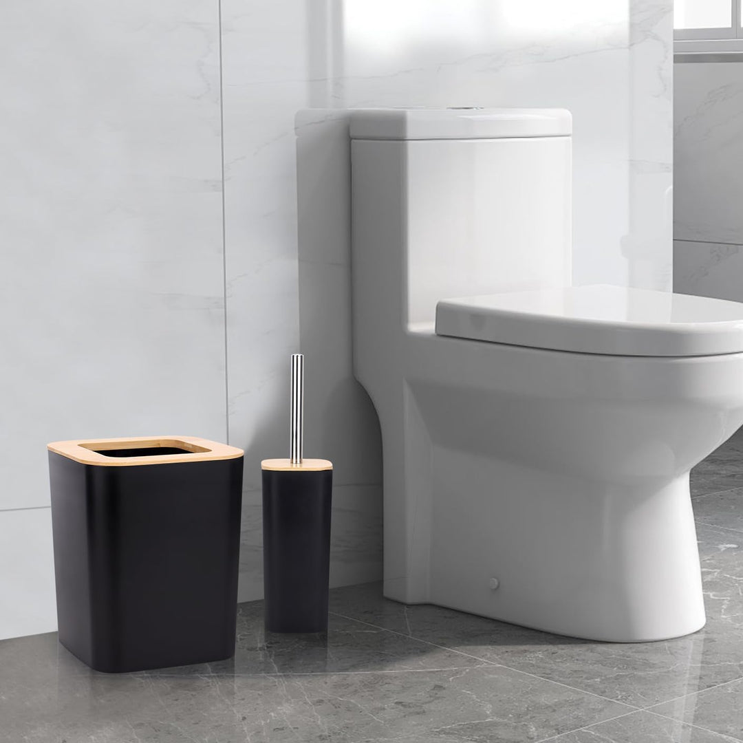 Badezimmer Zubehör Set 7Pcs Waschraum Zubehör Set aus Bambus, Lotion-Flaschen, Zahnbürstenhalter, Za