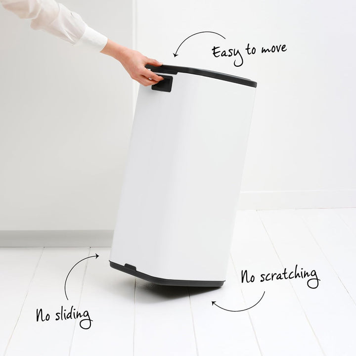 Brabantia Bo Touch Bin Küchenmülleimer 30 L (weissü), platzsparender Abfalleimer mit Soft-Touch-Öñff