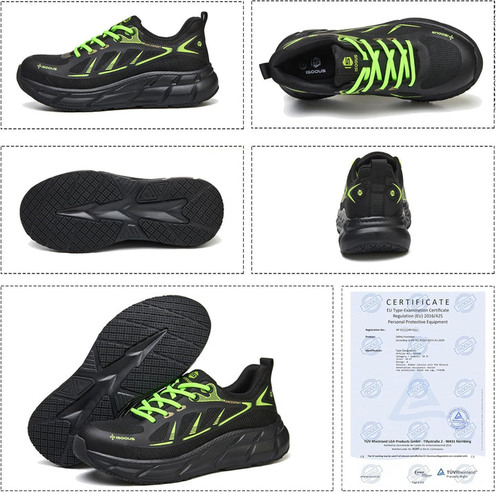 ISOOUS Arbeitsschuhe Herren Sicherheitsschuhe Damen Stahlkappenschuhe Sportlich Atmungsaktiv Schutzs