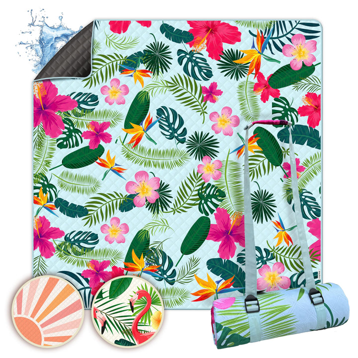 Bobby Beach Picknickdecke wasserdicht | Stranddecke sandfrei Strandmatte gepolstert & extra weich |
