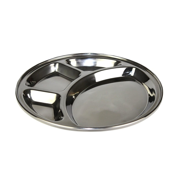 Original indischer Servierteller Thali, aus Edelstahl, 30cm Durchmesser - 4er Vorteilspaket [als 1er