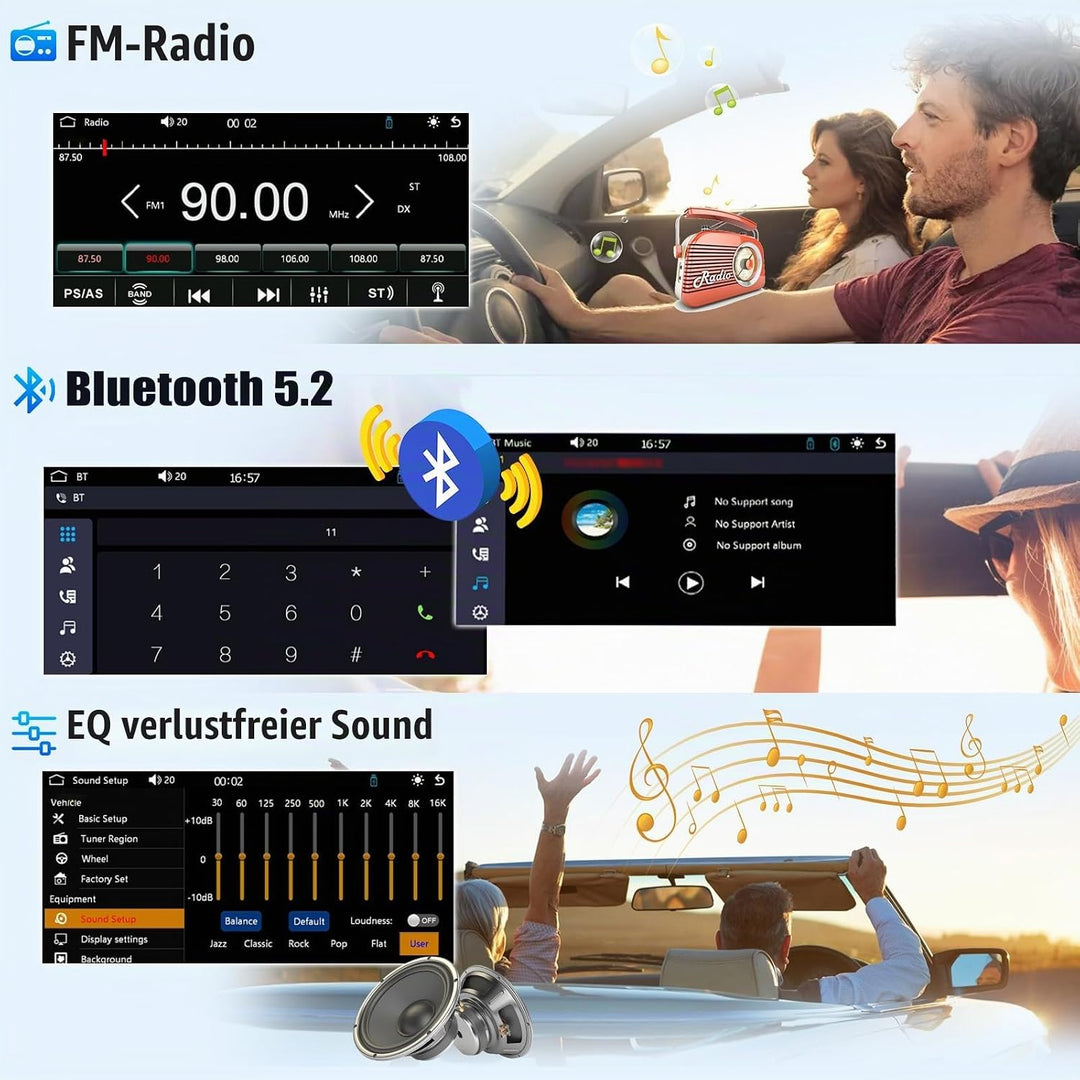 CAMECHO Autoradio 1 Din Wireless CarPlay mit 6 Zoll Bildschirm Android Auto Radio Touchscreen mit Bl