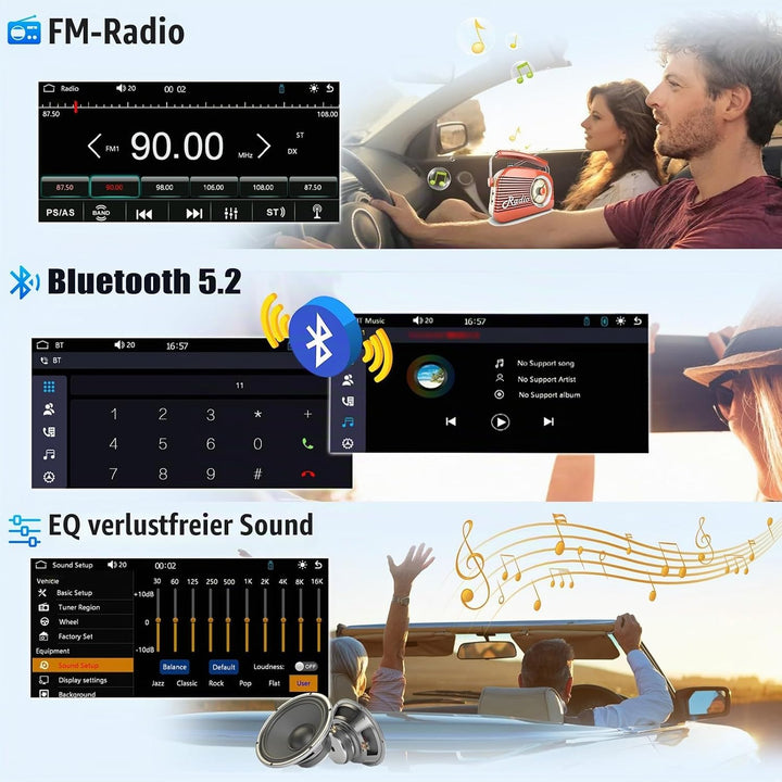 CAMECHO Autoradio 1 Din Wireless CarPlay mit 6 Zoll Bildschirm Android Auto Radio Touchscreen mit Bl