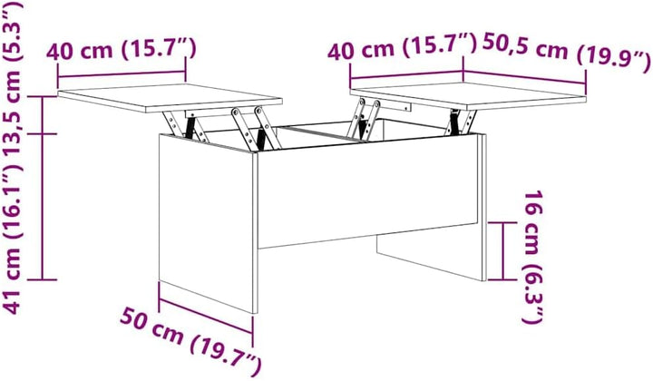 vidaXL Couchtisch Höhenverstellbar Kaffeetisch Wohnzimmertisch Beistelltisch Sofatisch mit Stauraum