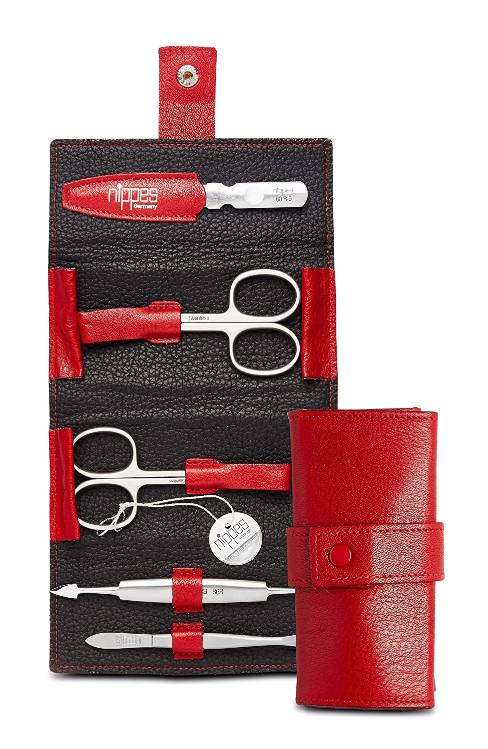 nippes Solingen Premium Line Maniküre Set Wild Red, 5-teilig, Edelstahl rost- und nickelfrei, Nagelp