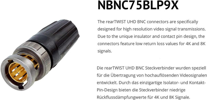 SOMMER CABLE - Koaxiales Videokabel mit BNC 75 Ω - HD/3G/6G/12G-SDI / 4K-UHD SC-Vector 0.8/3.7 - BNC
