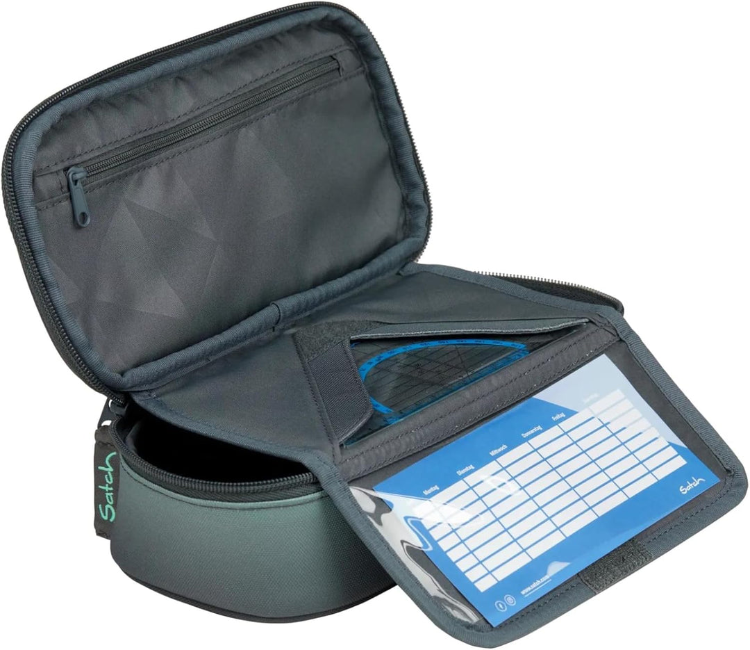 Satch Schlamperbox extra gross inkl. Trennfach Reissverschlussfach Stiftehalter Geodreieck Sichtfens