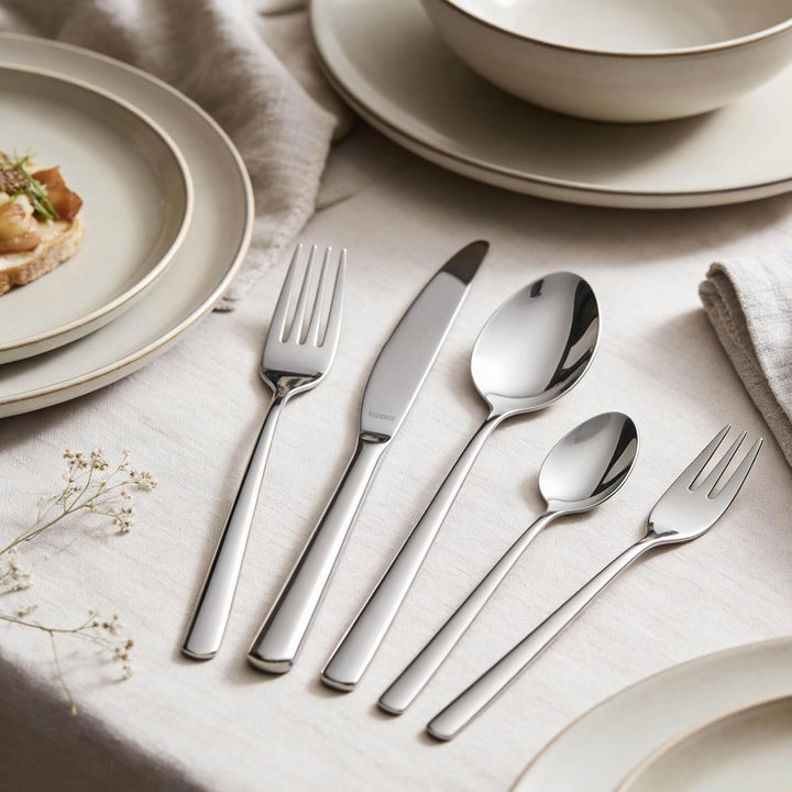 Kuppels Lana Besteck Set 12 Personen, 60-teilig - Silber | Besteckset, 18/10 Rostfrei Edelstahl, Mes