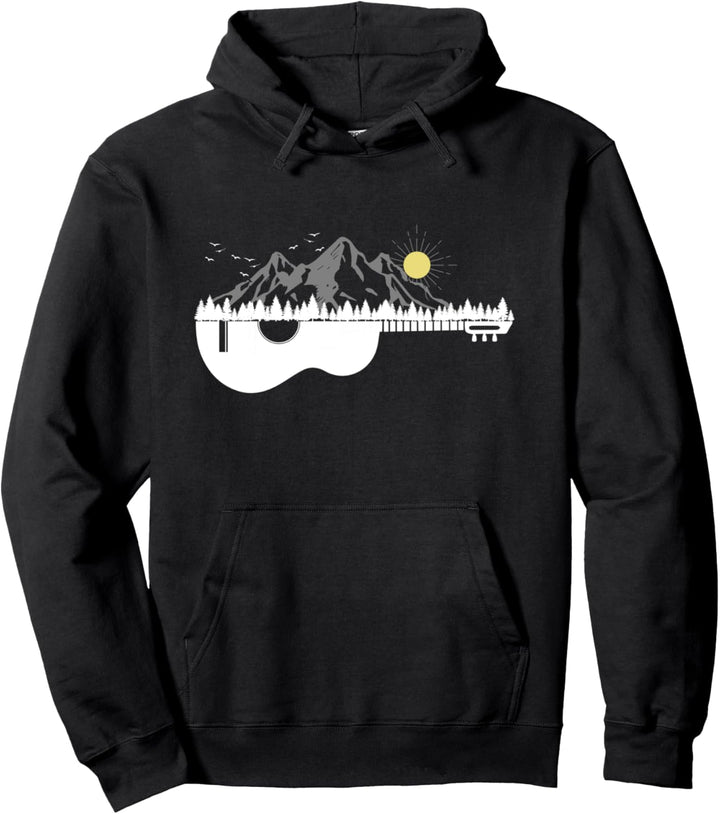 Gitarre Berge Musiker Bergsport Wander Ski Snowboard Motiv Pullover Hoodie