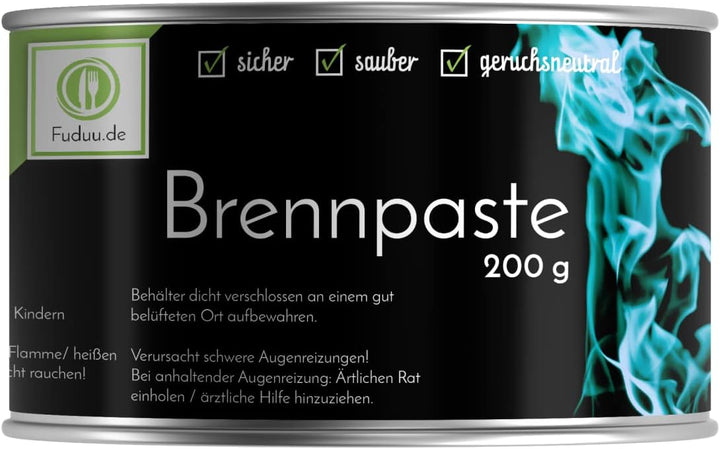 72 x Fuduu Brennpaste Sicherheisbrennpaste 200 g Chafing Dish Brennpaste für Warmhaltebehälter