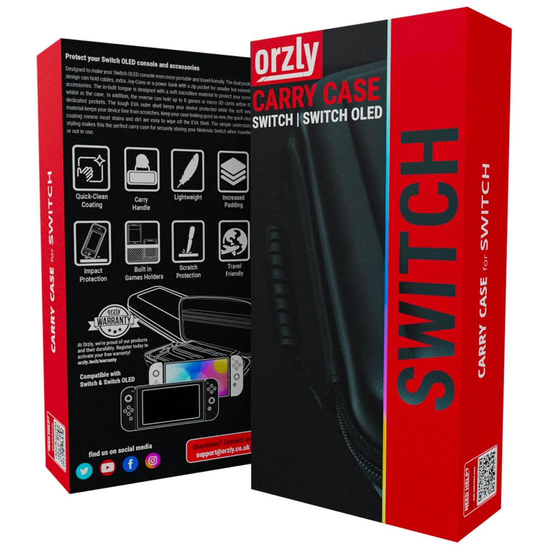 Orzly Tragetasche Kompatibel mit Nintendo Switch und New Switch OLED-Konsole - Schwarze schützende H