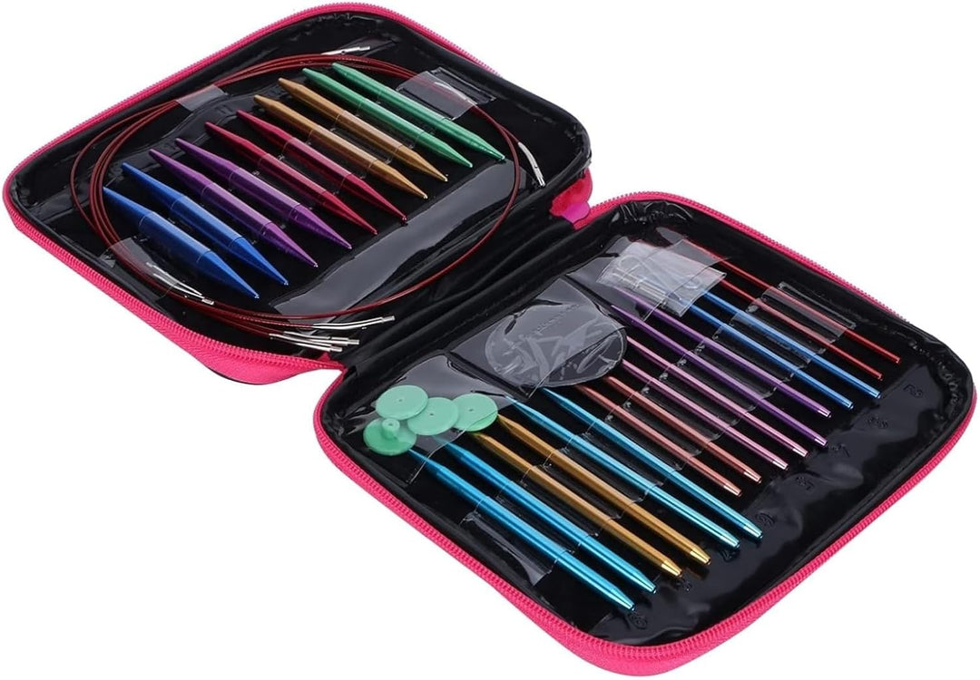 DEWIN Rundstricknadeln Ring Set,Rundstricknadel Sets Austauschbare Rundstricknadel aus Aluminium mit