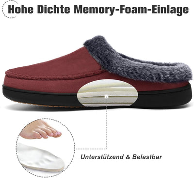 Mishansha Damen Winter Rutschfest Warme Hausschuhe Memory Foam Plüsch Pantoffeln, Gr.36-43 40 EU Rot