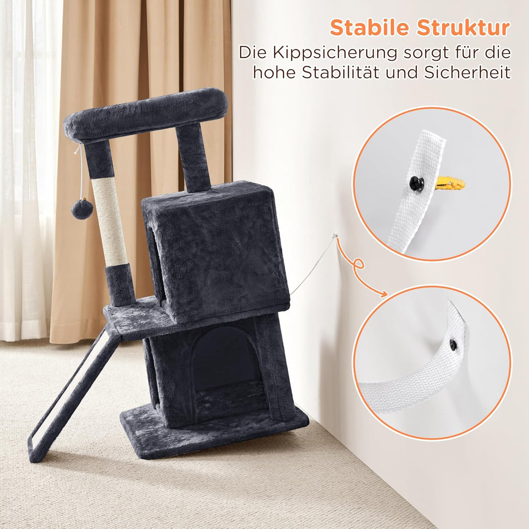 Yaheetech Kratzbaum, Stabiler Katzenbaum 91 cm Katzenkratzbaum, mit 2 Häuschen Sisal und Spielball,