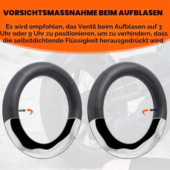 YunSCM 2er-Pack Selbstdichtend 20 Zoll Schlauch 20x3.5/4.0 AV32mm Valve，pannensicherer，Selbstreparie