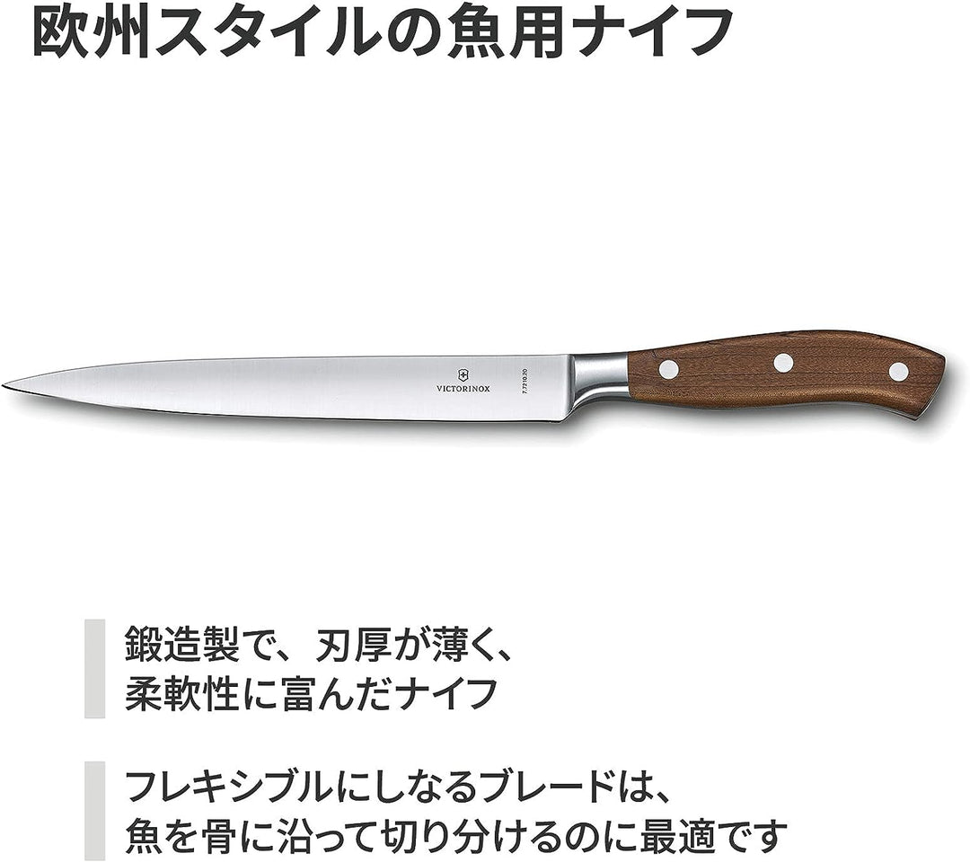 Victorinox, Grand Maître, Profi Filetiermesser, Extra Scharfe Klinge, gerader Schliff, 20 cm, Edler
