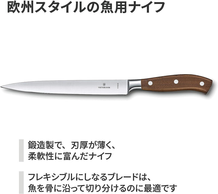 Victorinox, Grand Maître, Profi Filetiermesser, Extra Scharfe Klinge, gerader Schliff, 20 cm, Edler