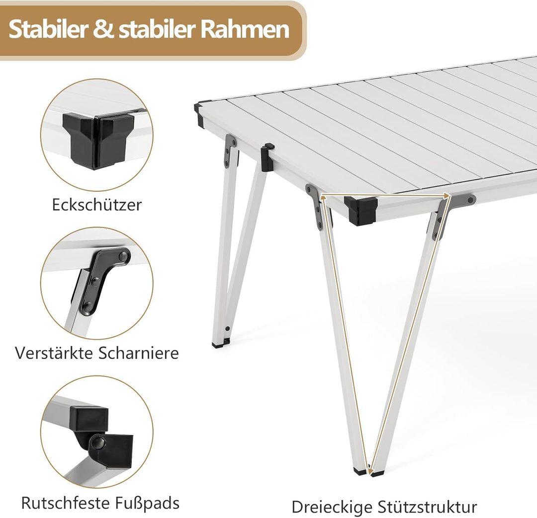 GOPLUS Campingtisch klappbar, 93 x 69 x 47,5 cm Klapptisch Outdoor aus Aluminium bis 80kg belastbar,
