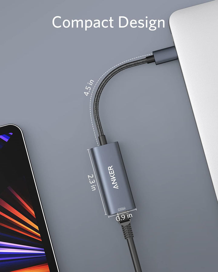 Anker PowerExpand USB-C auf Gigabit Ethernet Adapter, USB-C auf 2.5 Gbps Ethernet Hub aus Aluminium,