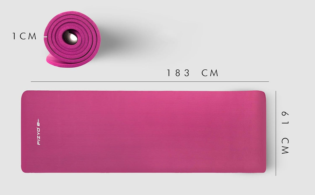 FIZYO Yogamatte 183x61x1 cm – Rutschfeste Fitness- &amp; Trainingsmatte aus NBR-Schaum – Gymnastikmatte