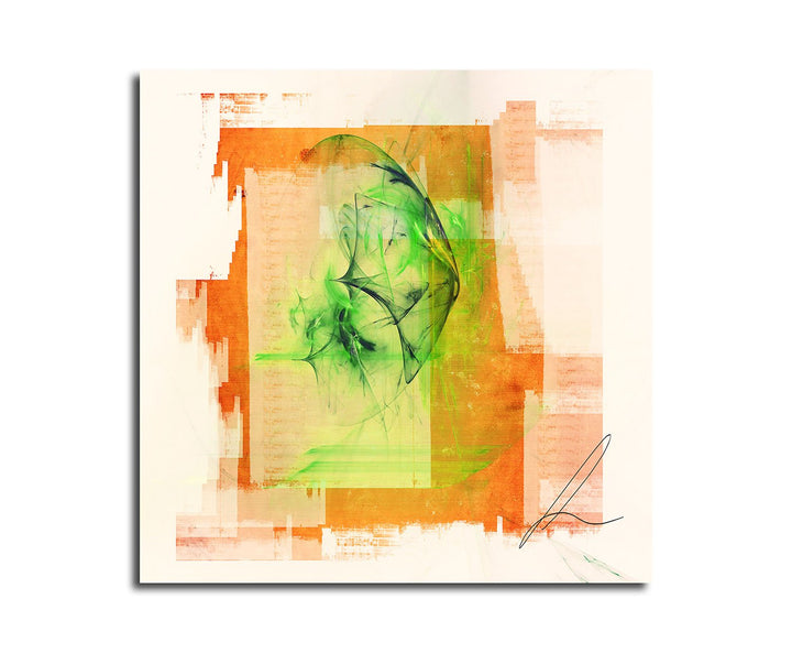 Paul Sinus Art Bild auf Leinwand Abstrakt314_60x60cm Glückseeligkeit beige orange grün Abstraktes Mo
