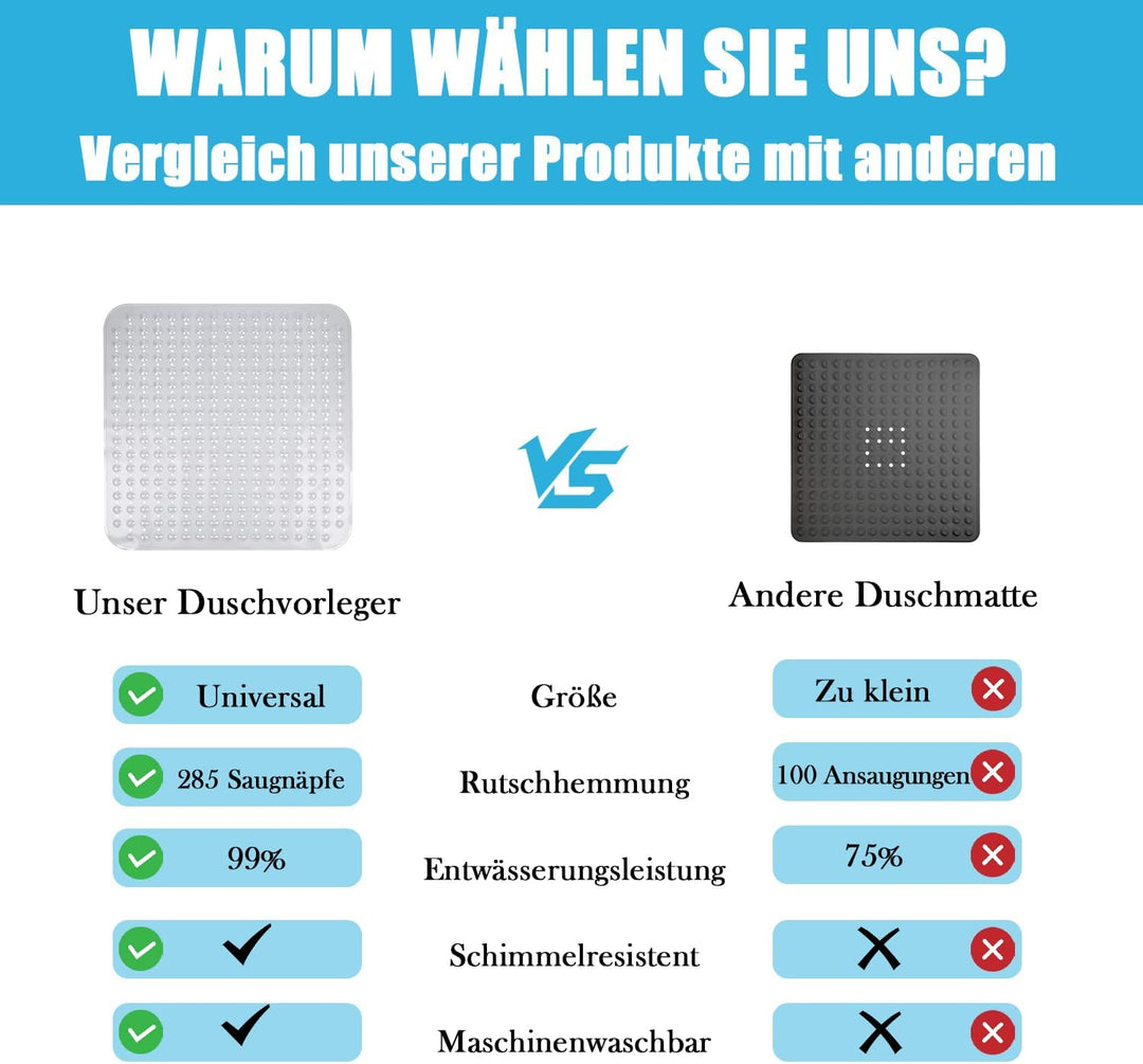 Duschmatte rutschfest Antirutschmatte Dusche: 80 x 80 cm Duscheinlage Duschwanneneinlage Rutschmatte