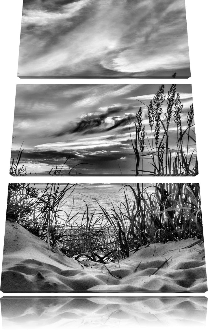 Pixxprint Sanddünen mit Gras als Leinwandbild/Grösse: 3 Teilig (120x80) cm/Wandbild/Kunstdruck/ferti