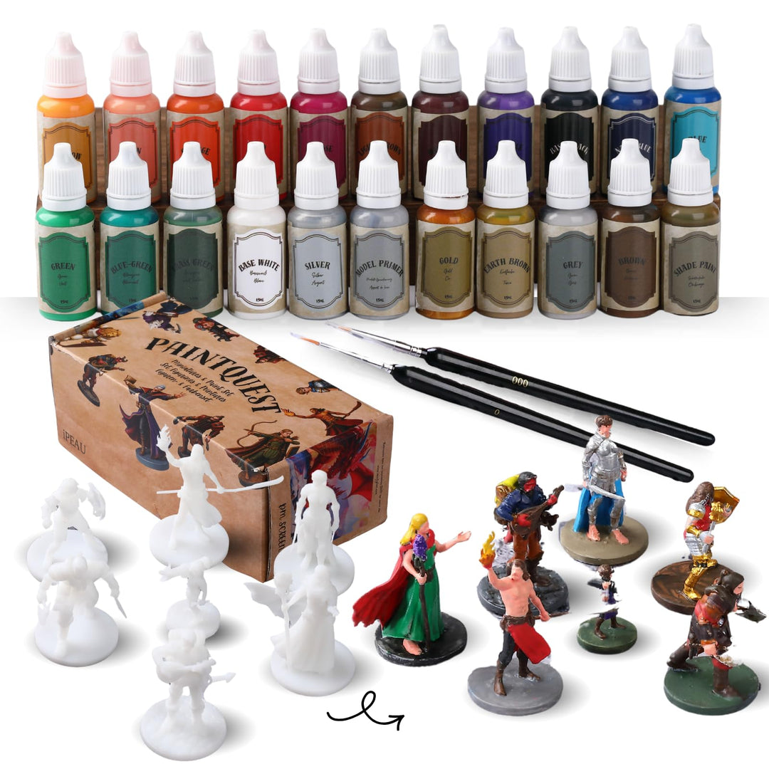 Acryl Miniature Starter Farben Set-22 Paint inkl Metallic Gold & Silber Primer&Shades 7 DND Adventur