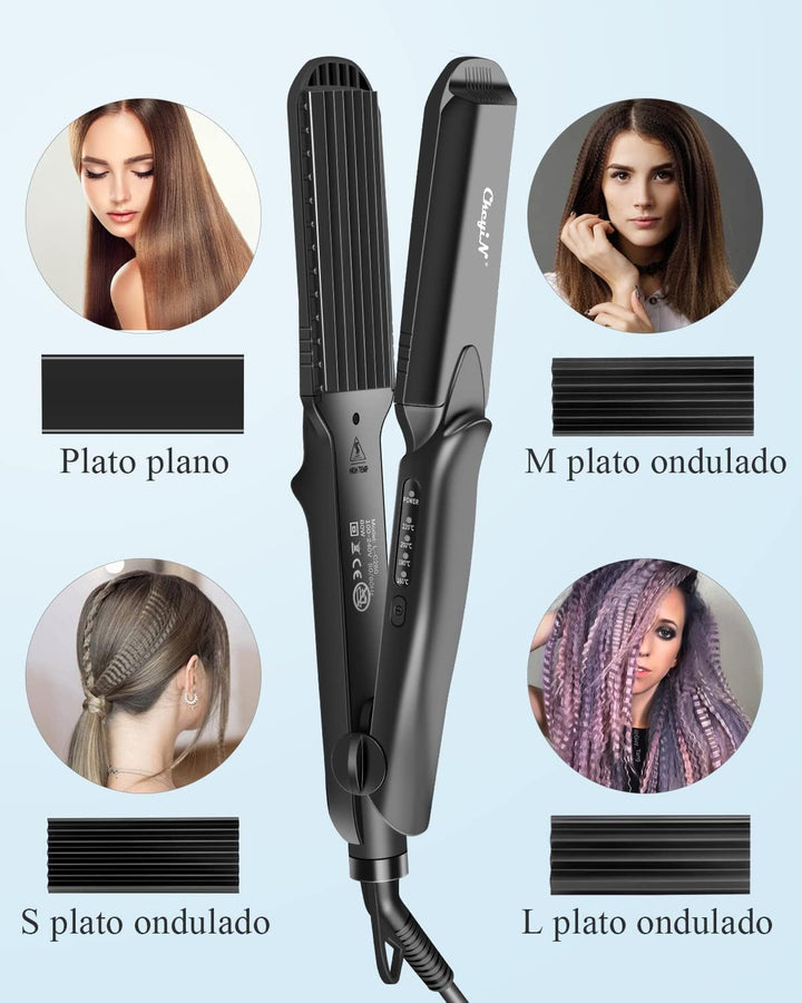 CkeyiN Multifunktions-Haarglätter, 4-in-1, zum Glätten/Locken, Keramik, Temperatur einstellbar von 1