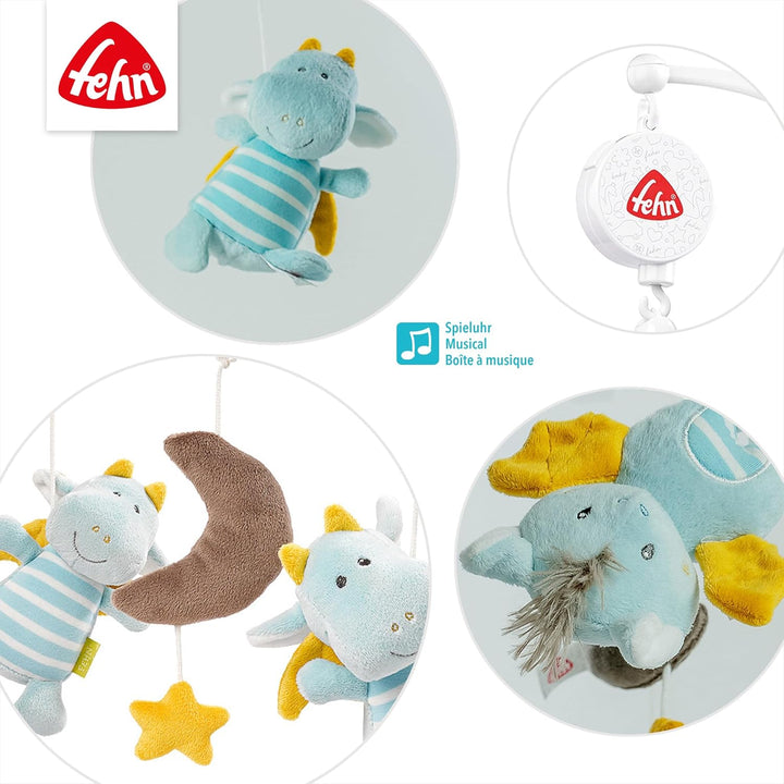 Fehn Musik Mobile Little Castle - Baby Einschlafhilfe Musikspielzeug mit süssen Tieren - Babymobile