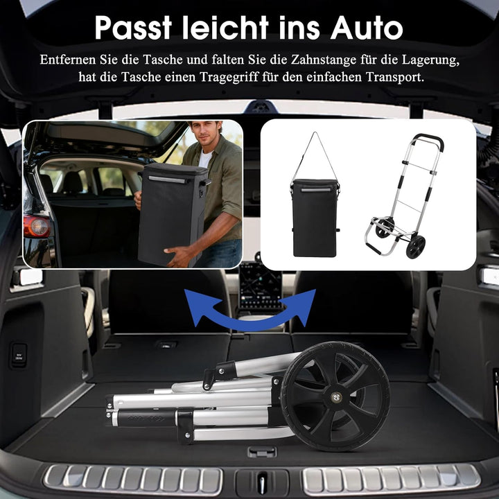 Einkaufstrolley klappbar mit 42L Volumen, Einkaufswagen mit Deckel Klappbarer Trolley zum Einkaufen,