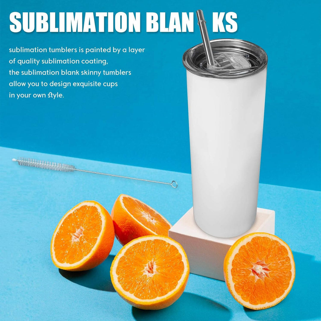 HADIIH Sublimations Becher 20 Schlank Gerade,Edelstahl Sublimation Rohlinge Skinny Tumbler,Mit Decke