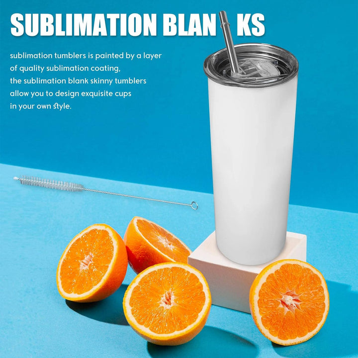 HADIIH Sublimations Becher 20 Schlank Gerade,Edelstahl Sublimation Rohlinge Skinny Tumbler,Mit Decke