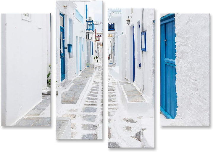 islandburner Bild auf Leinwand Mykonos Strassenansicht Griechenland Bilder Wandbilder Poster Leinwan