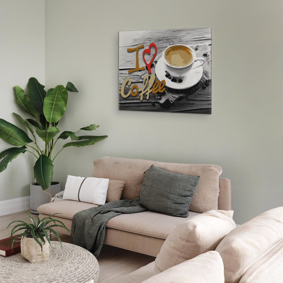 murando - Malen nach Zahlen Coffee Kaffee 60x40 cm Malset mit Holzrahmen auf Leinwand für Erwachsene