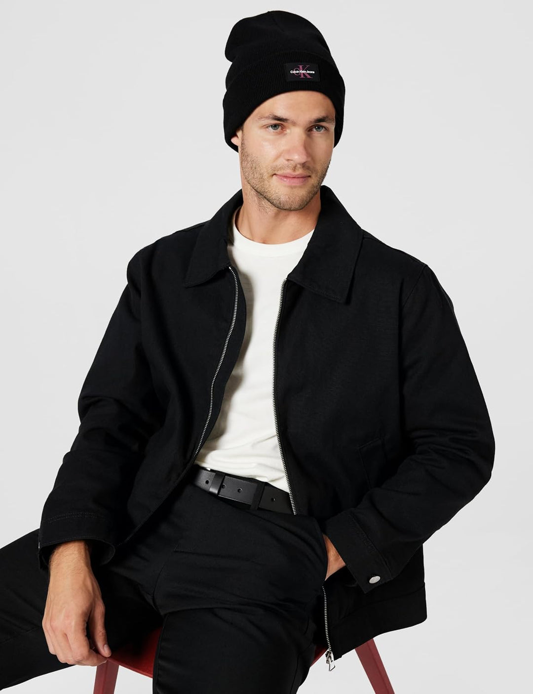 Calvin Klein Damen MONOLOGO Rubber Beanie Baby Hut, Black,