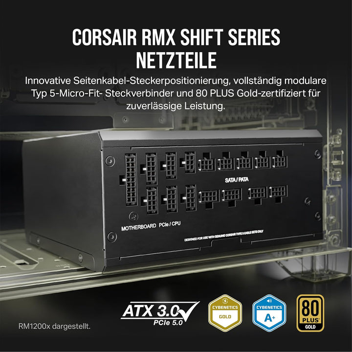 Corsair RM750x Shift Vollmodulares ATX-Netzteil - Modulare Seitenschnittstelle - ATX 3.0- & PCIe 5.0