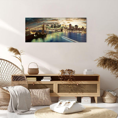 Wandbilder Dekoration Wohnzimmer Amerika Architektur New York Panorama Bilder auf Leinwand 120x50cm