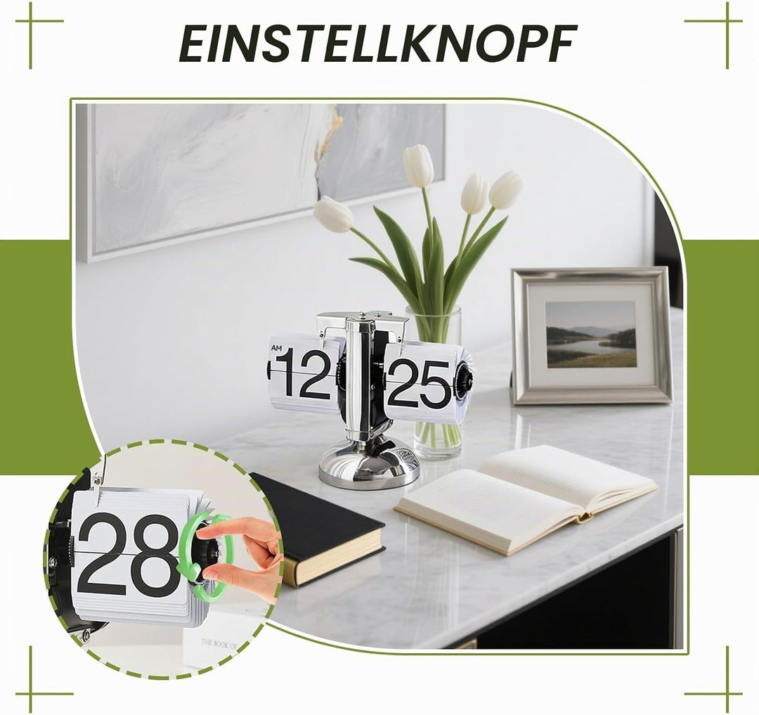 Tischuhr Vintage Retro Flip Uhr, Retro-Flip-Down-Uhr Mit GrossEn Ziffern, Tischuhr Digital Mit Batte