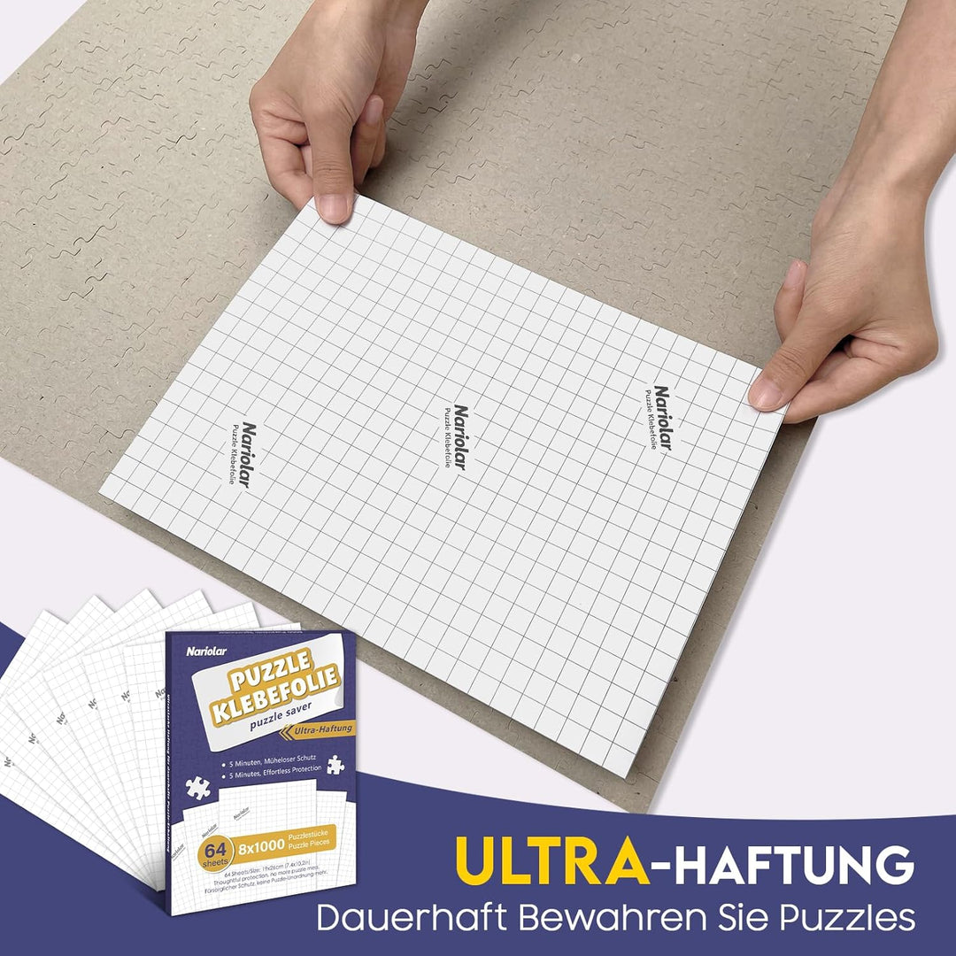 Nariolar Ultra-Haftung Puzzle Klebefolie, 64 Super Puzzlekleber zum Erhalt von 8 x 1000 Teile Puzzle