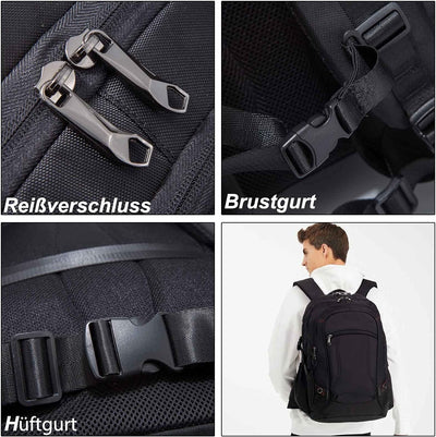 Vmokki Laptop Rucksack 17,3 Zoll Arbeitsrucksack Anti Diebstahl Wasserdicht Gross Ergonomisch Hüftgu