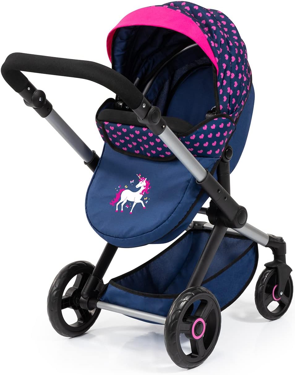 Bayer Design 17054AA Puppenwagen Xeo mit Tasche, höhenverstellbarer Griff, Schwenkschieber, wandelba