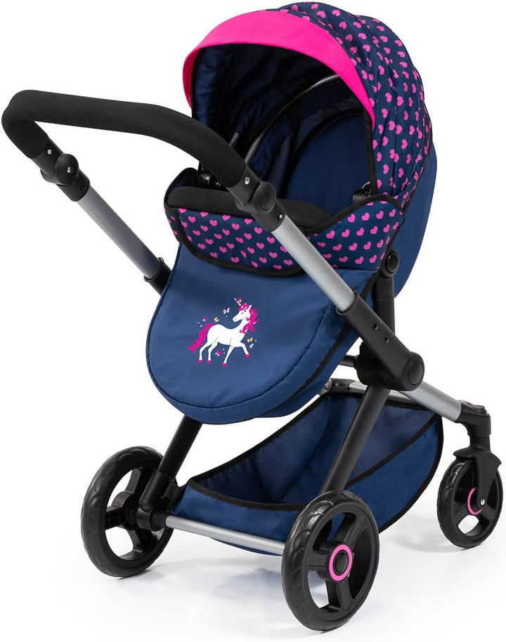 Bayer Design 17054AA Puppenwagen Xeo mit Tasche, höhenverstellbarer Griff, Schwenkschieber, wandelba