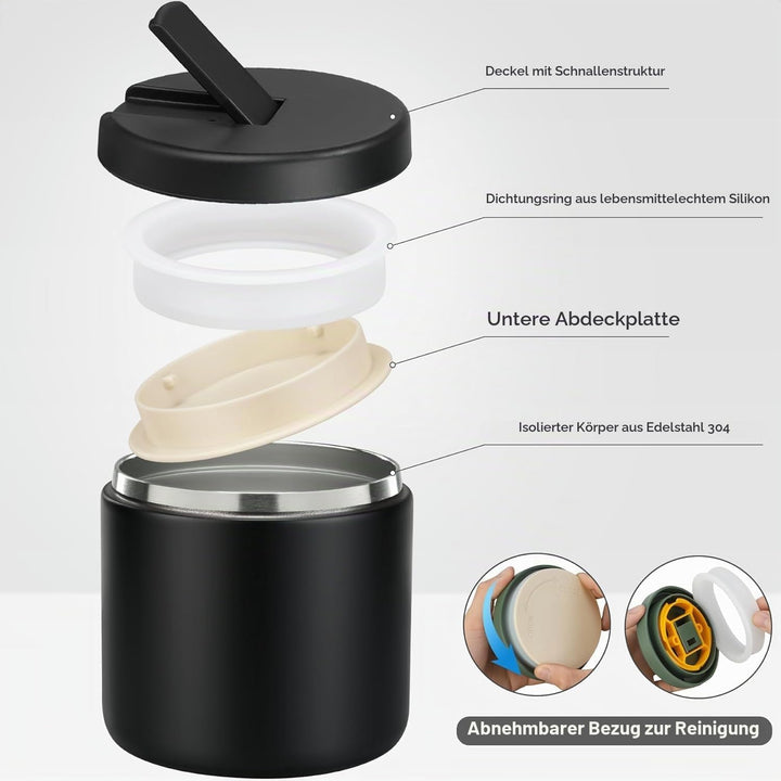 Itslife Thermobehälter für Essen 560ml Edelstahl Warmhaltebebehälter, Auslaufsicherer Lunchbehälter