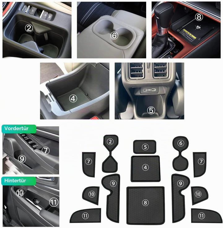 GAFAT Kompatibel mit Honda HR-V 2022 2023 Antirutschmatten, HRV 2022 Gummimatten, Mittelkonsole Getr