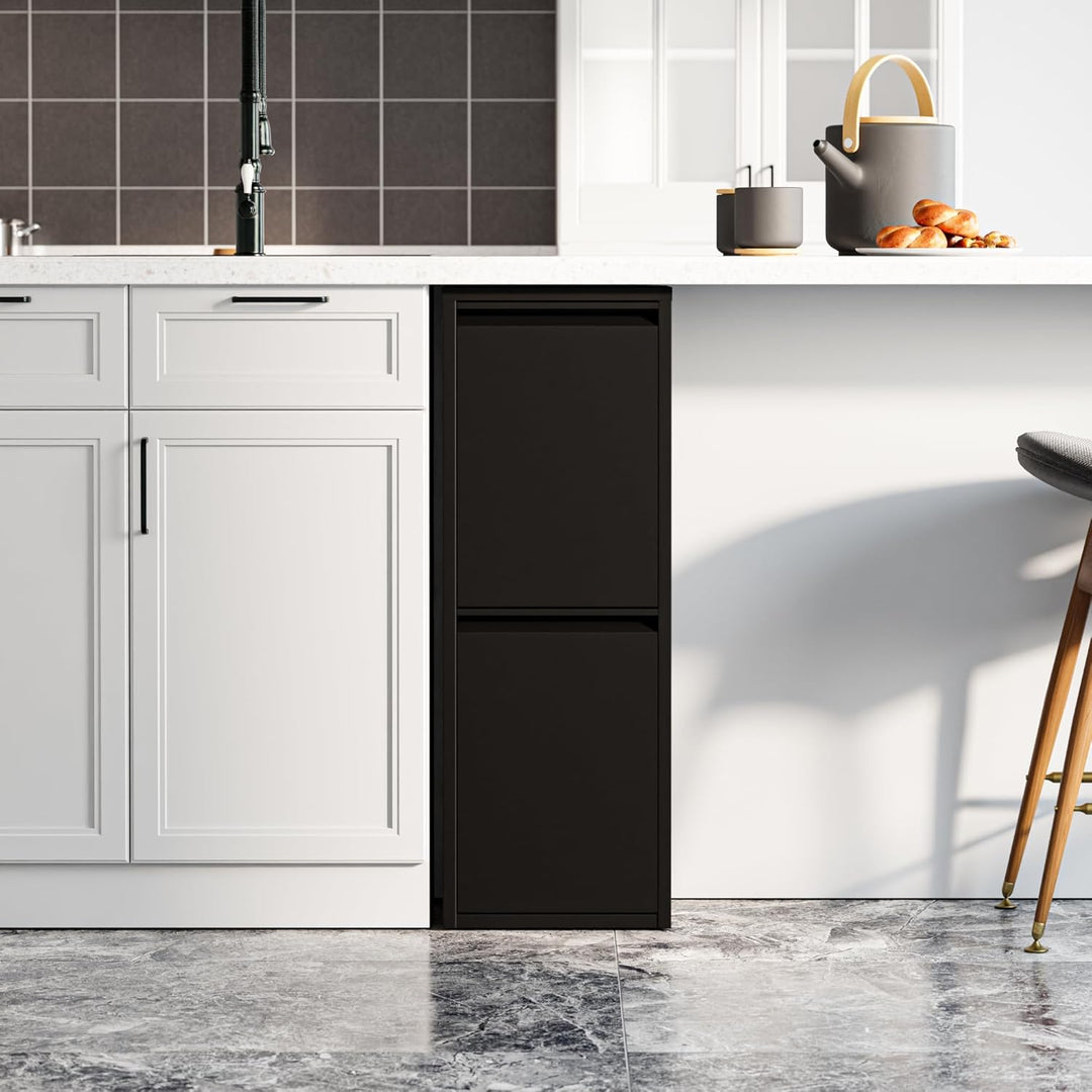 [en.casa] Mülltrennschrank Sollentuna Abfallschrank aus Metall 93 x 33 x 25 cm Mülltrennsystem mit 2