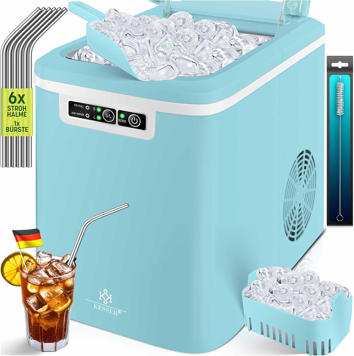 KESSER® Eiswürfelbereiter | Eiswürfelmaschine Edelstahl | Ice Maker | 12 kg 24 h | Zubereitung in 7