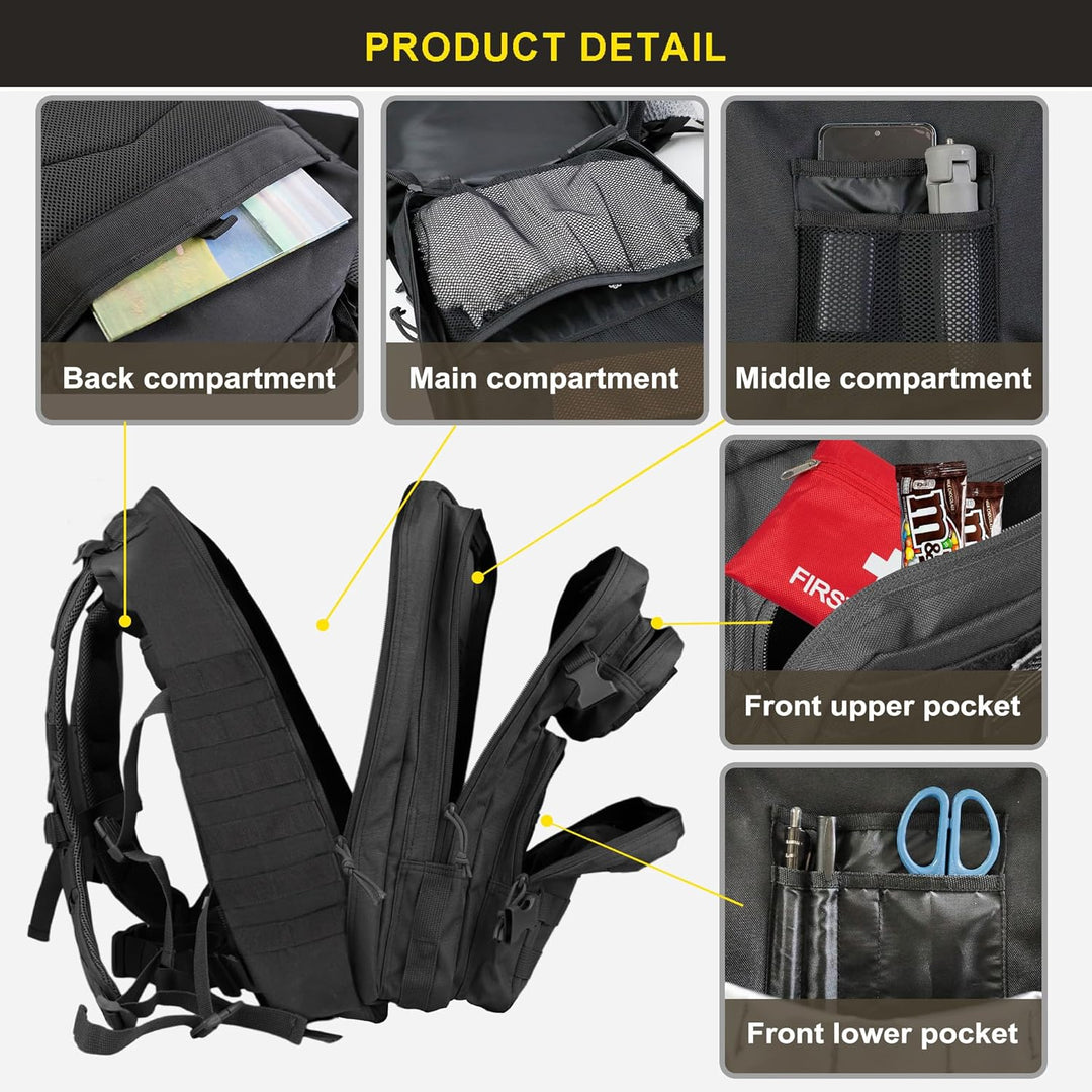 Zavothy, 45l taktischer Militär-Rucksack für Damen und Herren – grosser 3-Tage-Einsatzrucksack mit M