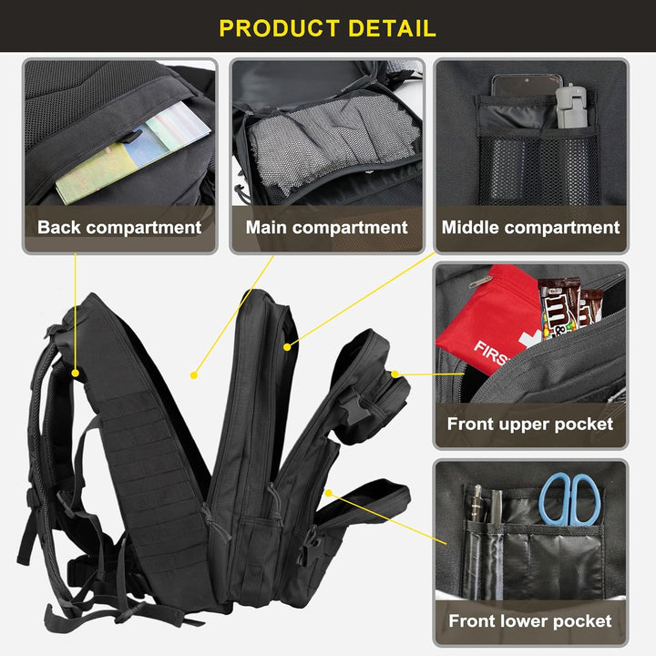 Zavothy, 45l taktischer Militär-Rucksack für Damen und Herren – grosser 3-Tage-Einsatzrucksack mit M