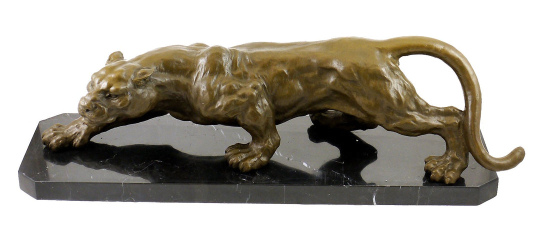 Kunst &amp; Ambiente - XXL Panther Statue in Bronze auf Marmorsockel - signiert von Milo - Skulptur - Ti